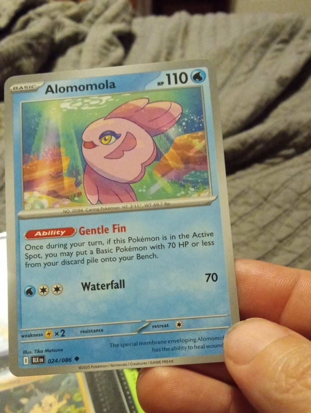 Pokemon Alomomola Card - Pink and Blue Artwork